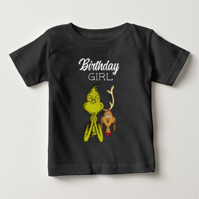 T-shirt Pour Bébé Fille d'anniversaire Grinch Tableau (Devant)