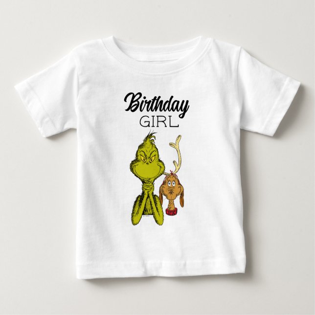 T-shirt Pour Bébé Fille d'anniversaire Grinch Tableau (Devant)