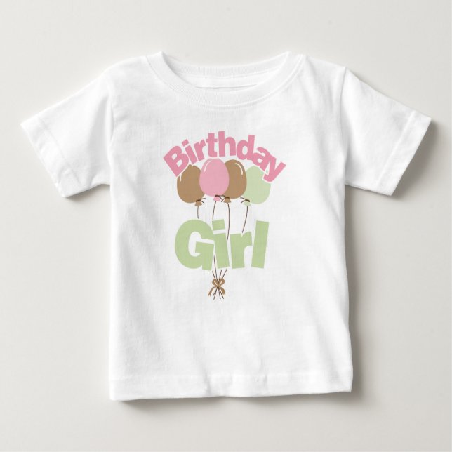 T-shirt Pour Bébé Fille D'Anniversaire Rose Et Vert (Devant)