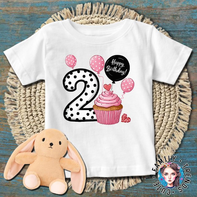 T-shirt Pour Bébé Fille de gâteaux du 2e anniversaire (Créateur téléchargé)