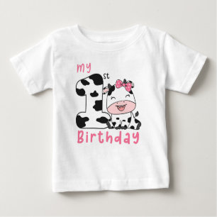 T-shirt Pour Bébé Fille de la Vache Sainte 1ère fête d'anniversaire