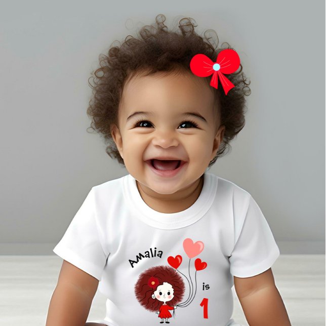 T-shirt Pour Bébé Fille drôle avec des ballons en forme de cœurs (Créateur téléchargé)