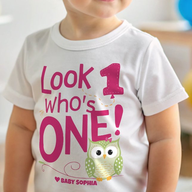 T-shirt Pour Bébé Fille du 1er anniversaire chouette (Créateur téléchargé)