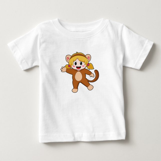 T-shirt Pour Bébé Fille en costume de singe (Devant)