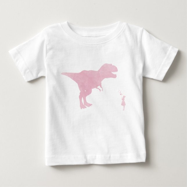 T-shirt Pour Bébé Fille et Dinosaure - Chemise d'Amour Dinosaure (Devant)