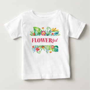 T-shirt Pour Bébé Fille Fleur Aquarelle Destination Tropicale Mariag