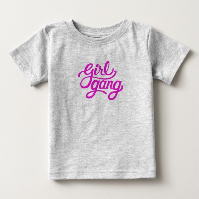 T-shirt Pour Bébé fille gang rose (Devant)