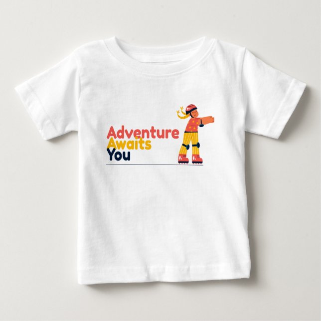 T-shirt Pour Bébé Fille jouant avec des patins (Devant)