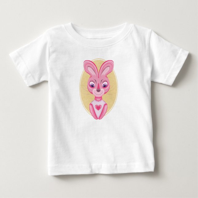 T-shirt Pour Bébé Fille lapin mignonne dessin animé  (Devant)