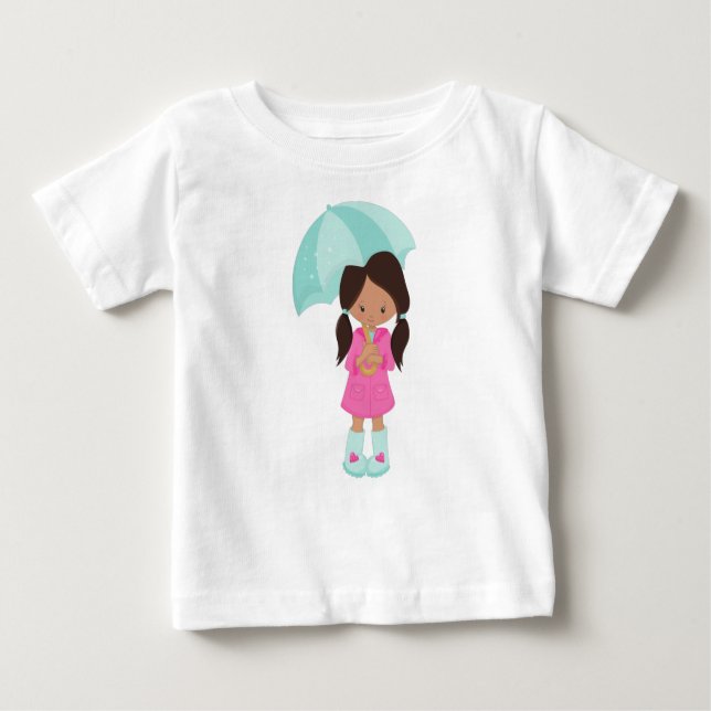 T-shirt Pour Bébé Fille latine, fille en imperméable, fille avec par (Devant)