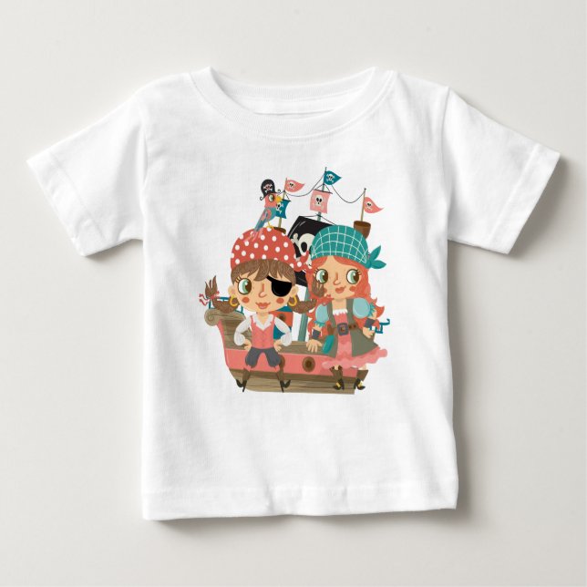 T-shirt Pour Bébé Fille Pirates (Devant)