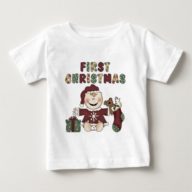 T-shirt Pour Bébé Fille premier 1er Noël Vacances (Devant)