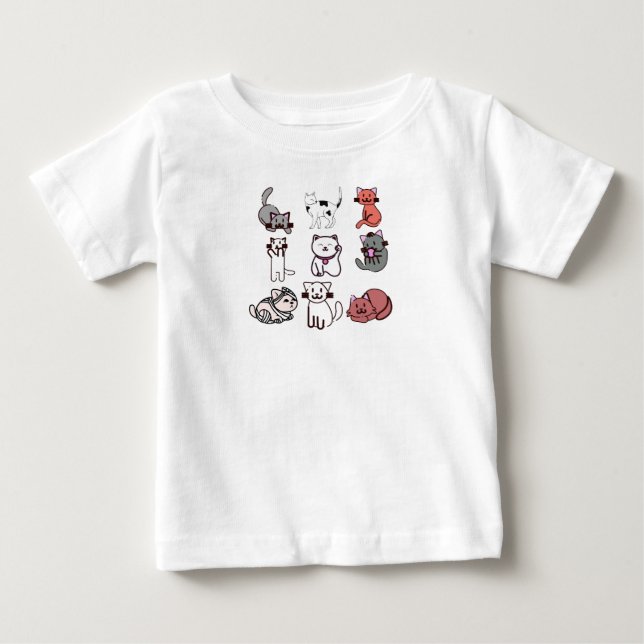T-shirt Pour Bébé Fille qui aime les chats (Devant)