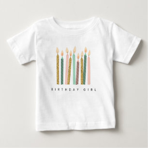 T-shirt Pour Bébé Fille Rose Or Anniversaire Joyeux Anniversaire Jol