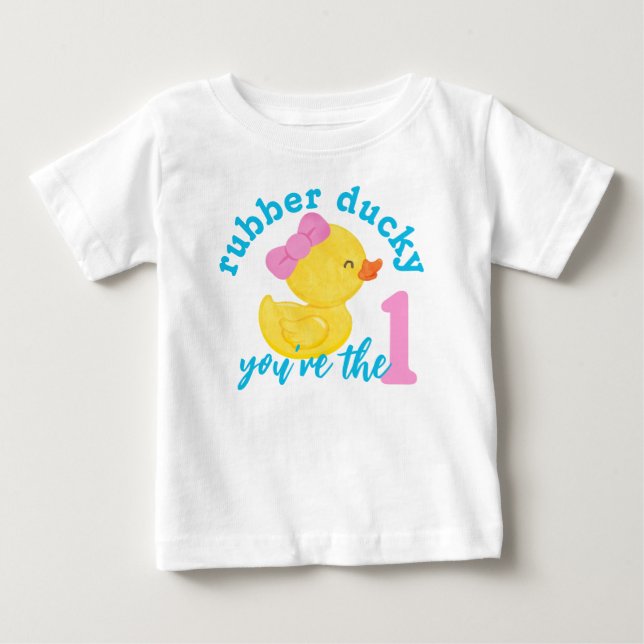 T-shirt Pour Bébé Fille Rubber Ducky Vous êtes le premier anniversai (Devant)