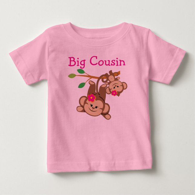 T-shirt Pour Bébé Fille singes Big Cousin (Devant)