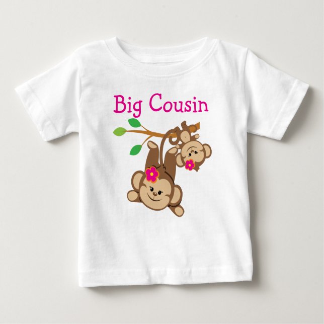 T-shirt Pour Bébé Fille singes Big Cousin (Devant)