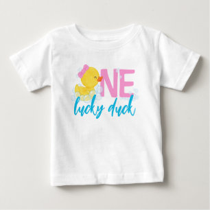 T-shirt Pour Bébé Fille une canard aquarelle chanceux 1er anniversai