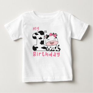 T-shirt Pour Bébé Fille Vache Sacrée Fête d'anniversaire 1 an 