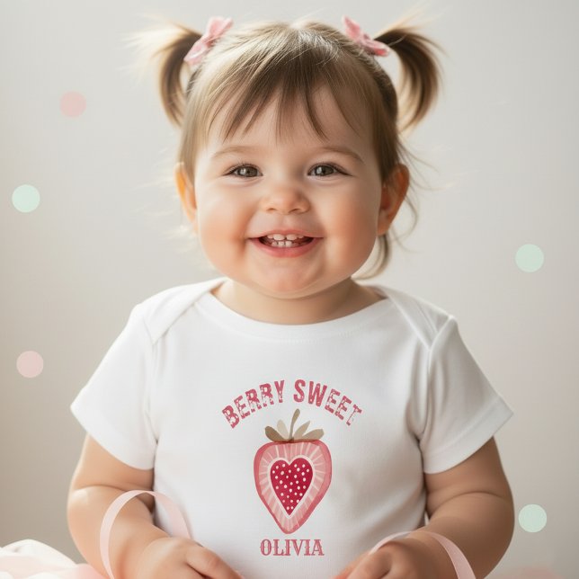 T-shirt Pour Bébé Filles au Fraises Anniversaire Sucré comme une Bai (Créateur téléchargé)