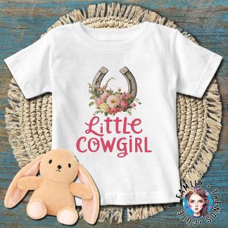 T-shirt Pour Bébé Filles Cowgirl Horseshoe Floral Western Cowgirl