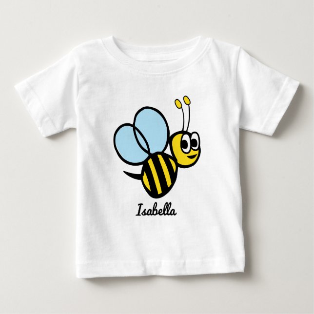 T-shirt Pour Bébé Filles de l'abeille à miel jaune mignon personnali (Devant)