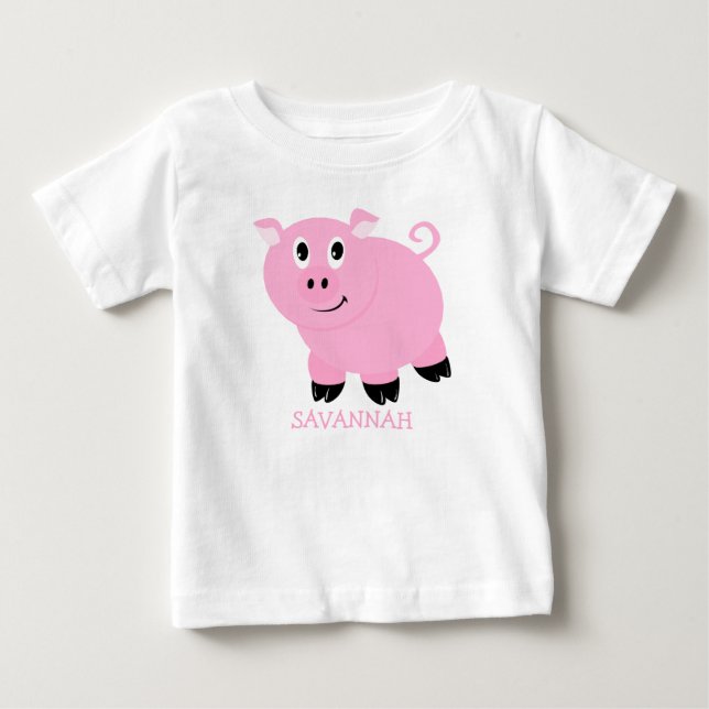 T-shirt Pour Bébé Filles de petits cochons roses mignons personnalis (Devant)