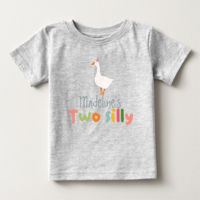 T-shirt Pour Bébé Filles Deux Oies Silly 2e anniversaire (Devant)