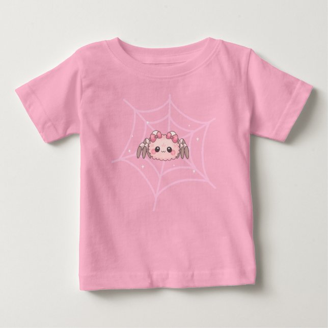 T-shirt Pour Bébé Filles d'Halloween à l'araignée mignonne (Devant)