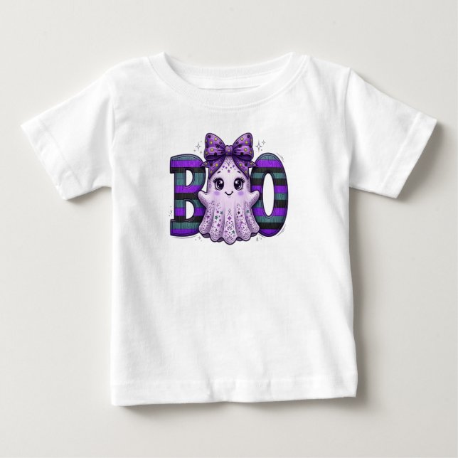 T-shirt Pour Bébé Filles d'Halloween Fantôme (Devant)