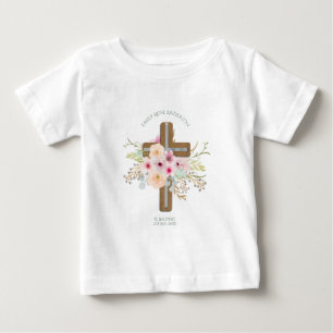 T-shirt Pour Bébé Filles floral rose BAUTIZO Baptême Bautismo Nommé