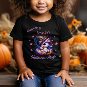 T-shirt Pour Bébé Filles Licorne Douce Halloween Nom Personnalisé