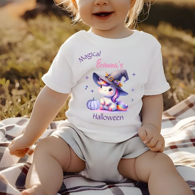 T-shirt Pour Bébé Filles licorne mignonne Halloween avec nom (Créateur téléchargé)