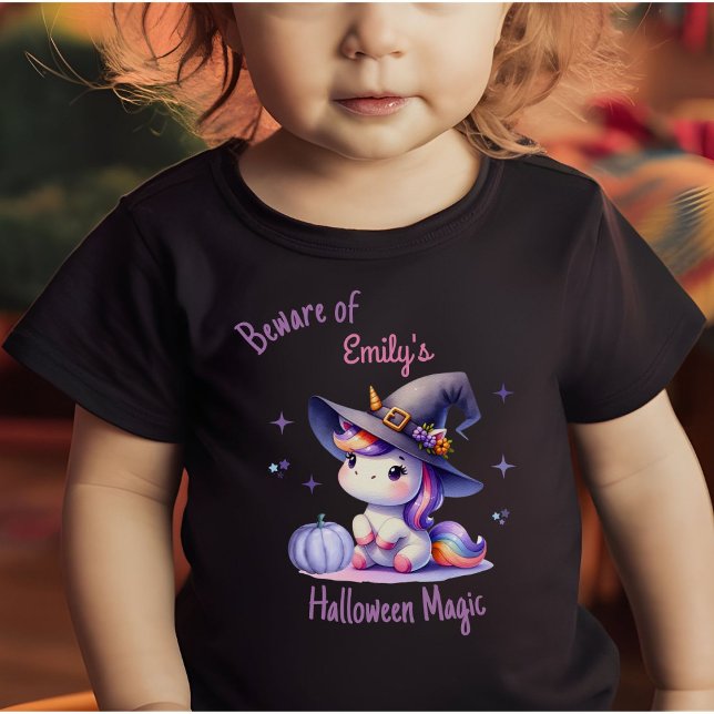 T-shirt Pour Bébé Filles Licorne Mignonnes Halloween Personnalisé (Créateur téléchargé)