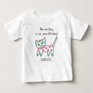 T-shirt Pour Bébé Filles mignonnes Chat Anniversaire