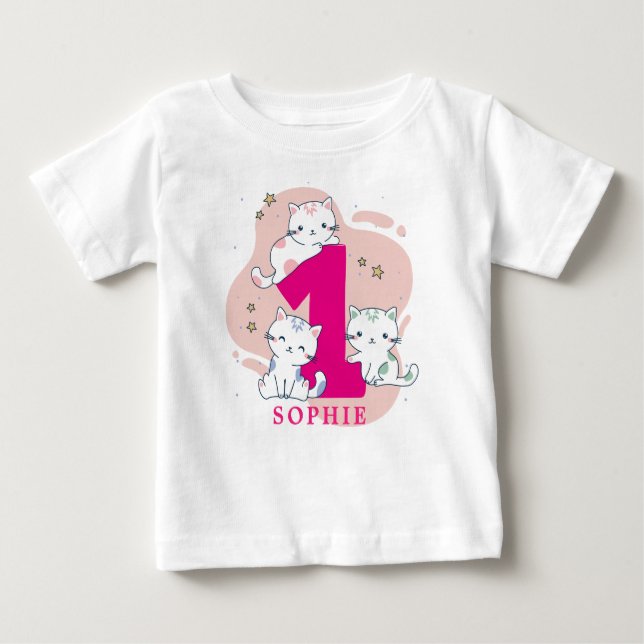 T-shirt Pour Bébé Filles mignonnes premier anniversaire (Devant)