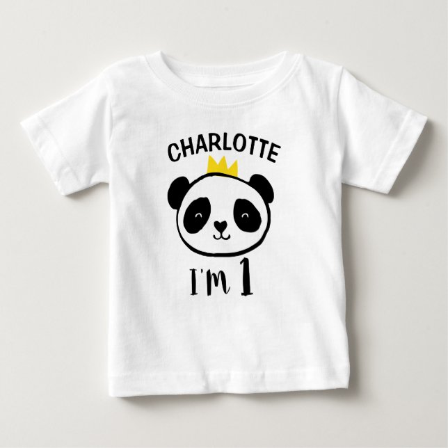 T-shirt Pour Bébé Filles Panda Bear Princesse 1er Anniversaire T-shi (Devant)