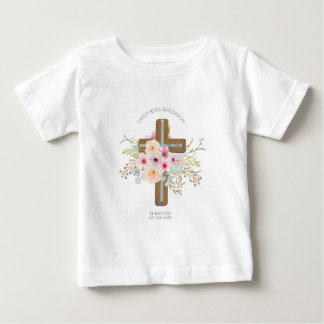 T-shirt Pour Bébé Filles Pink floral BAUTIZO Baptism Bautismo Nommé