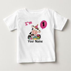 T-shirt Pour Bébé Filles première vache d'anniversaire