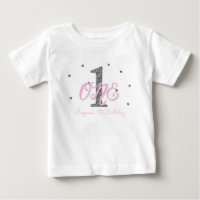 Filles Rose et Argent ONE 1ère Fête d'anniversaire