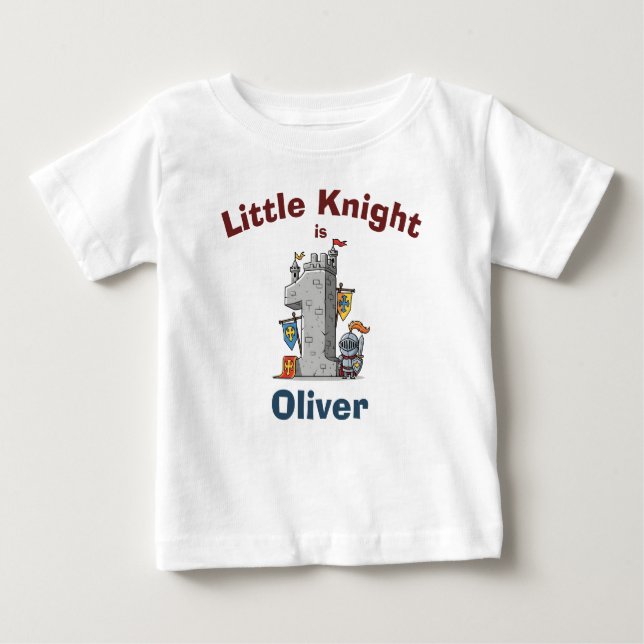 T-shirt Pour Bébé First Birthday Medieval Castle & Knight  (Devant)