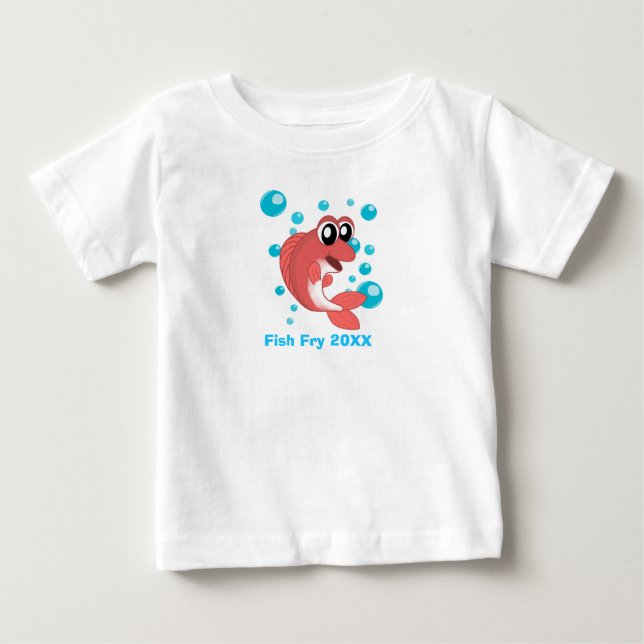 T-shirt Pour Bébé Fish Fry Seafood Boil Party w Red Fish and Bubles (Devant)