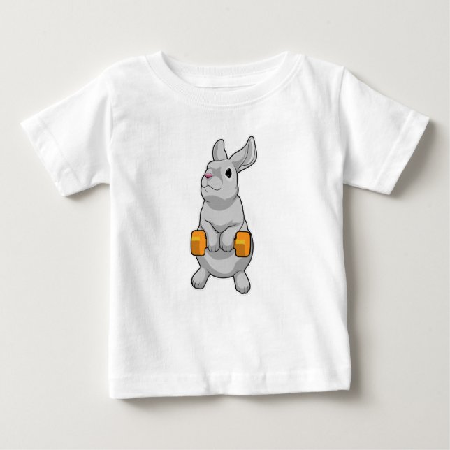 T-shirt Pour Bébé Fitness Rabbit Dumbbell (Devant)