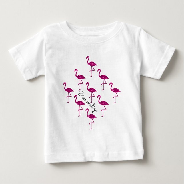 T-shirt Pour Bébé Flamant flamand pétillant parties scintillant rose (Devant)