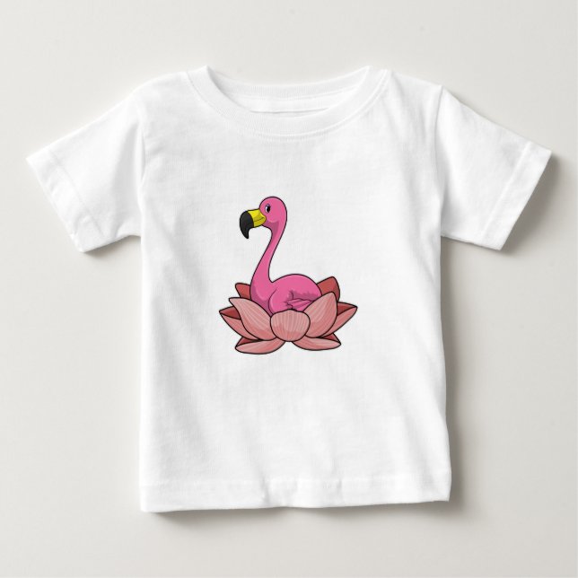 T-shirt Pour Bébé Flamant rose à fleur de Lotus (Devant)