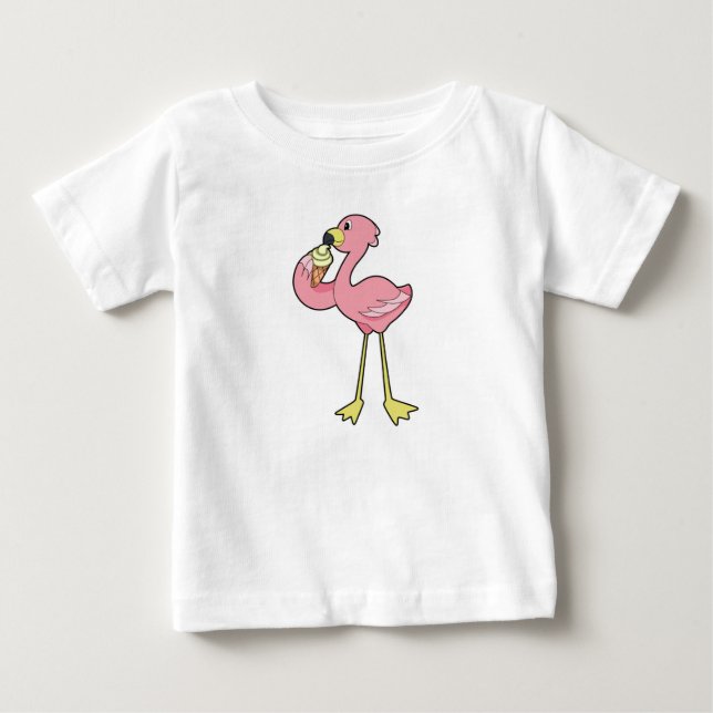 T-shirt Pour Bébé Flamant rose à la crème glacée gaufre (Devant)