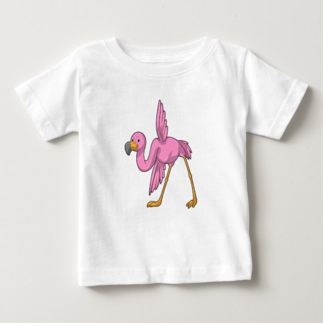 T-shirt Pour Bébé Flamant rose à Yoga Exercice d'étirement (Devant)