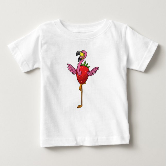 T-shirt Pour Bébé Flamant rose aux fraises (Devant)