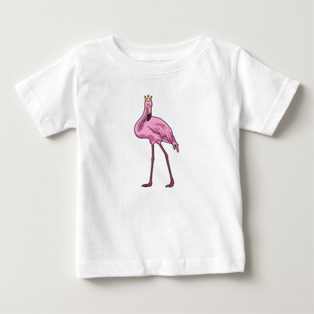 T-shirt Pour Bébé Flamant rose avec Couronne (Devant)