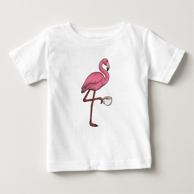 T-shirt Pour Bébé Flamant rose avec la coupe du café (Devant)